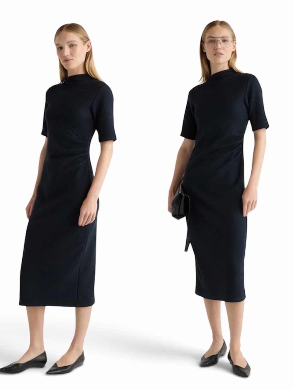Modern Citizen Eve Ribbed-Knit Jersey Dress Navy
